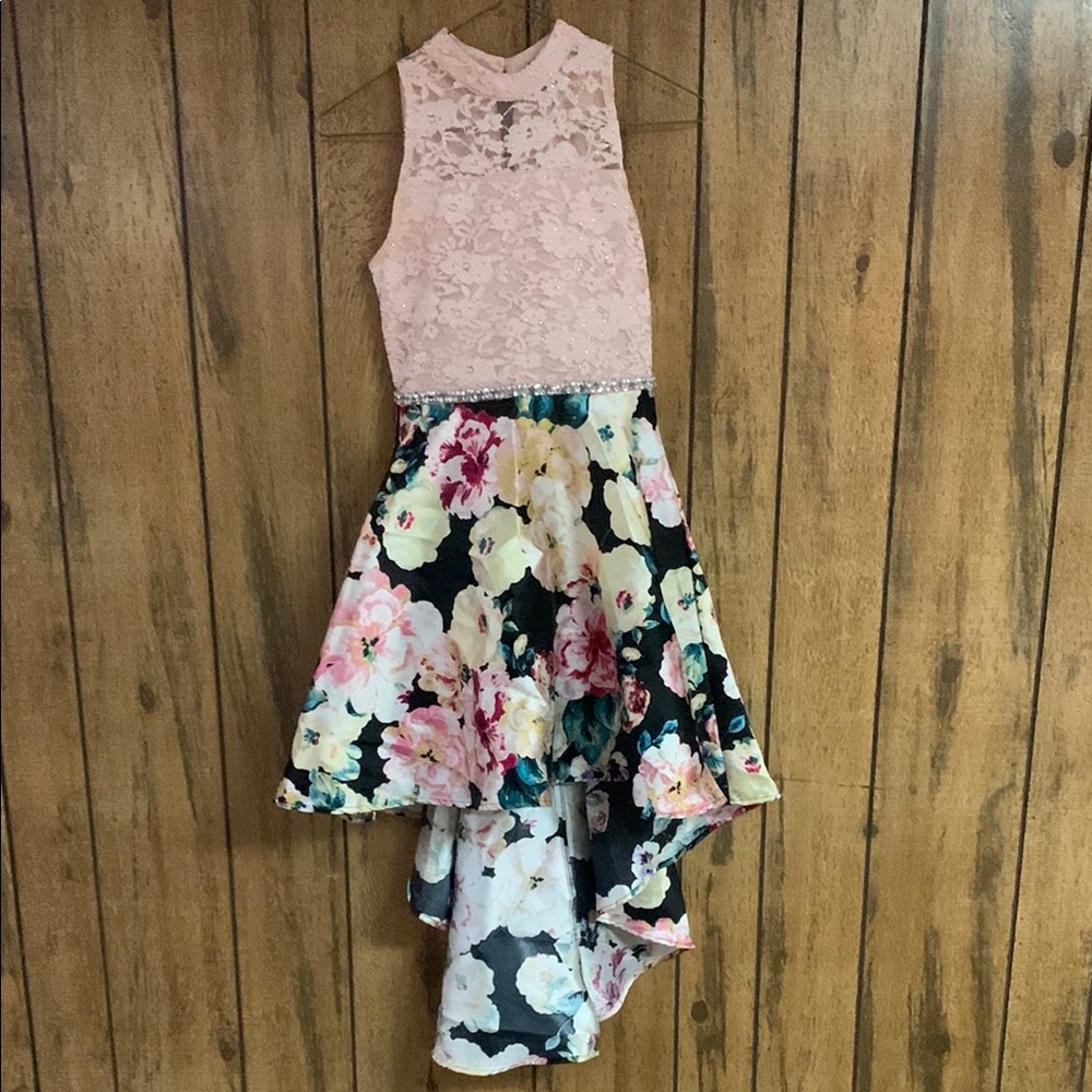 Girls Hi Low Floral Lace Dress Sz 12